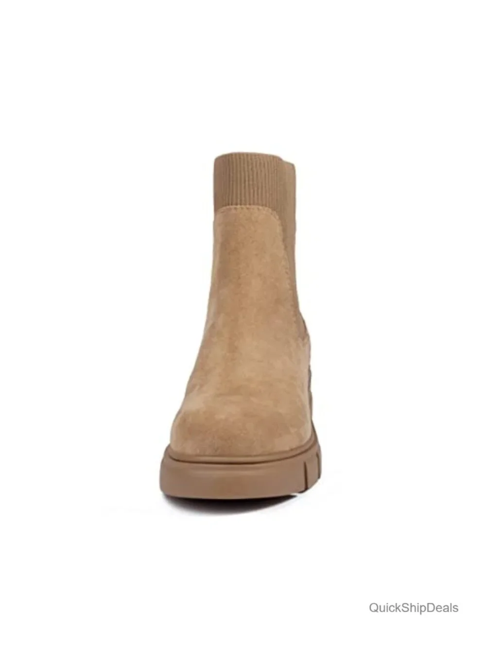 Women's Elastic Chelsea Boots Chunky Block Heel Platform Lug Sole Ankle Booties